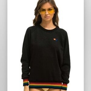 Aviator Nation Rainbow Rib Crew Sweatshirt